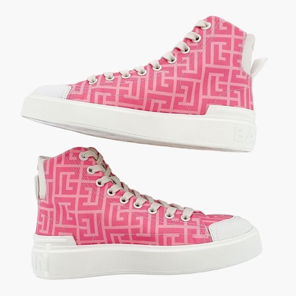 Balmain x Barbie B-Court Sneakers EU 36 US 6 Pink High Top Lace Up Booties - Picture 8 of 13
